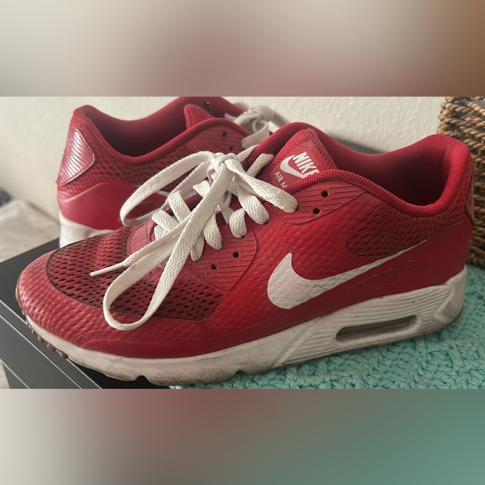 Nike Red and White Air Max Sneakers for Women